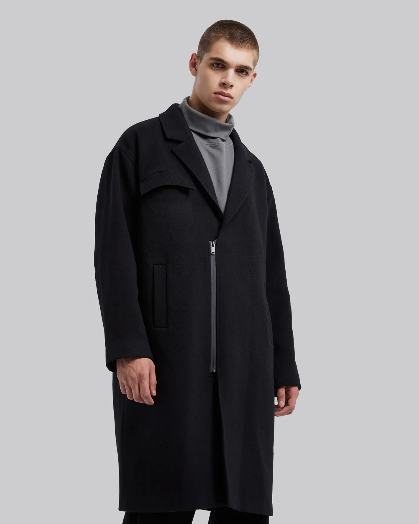 Best Zip Front Wool Long Coat Man Coat